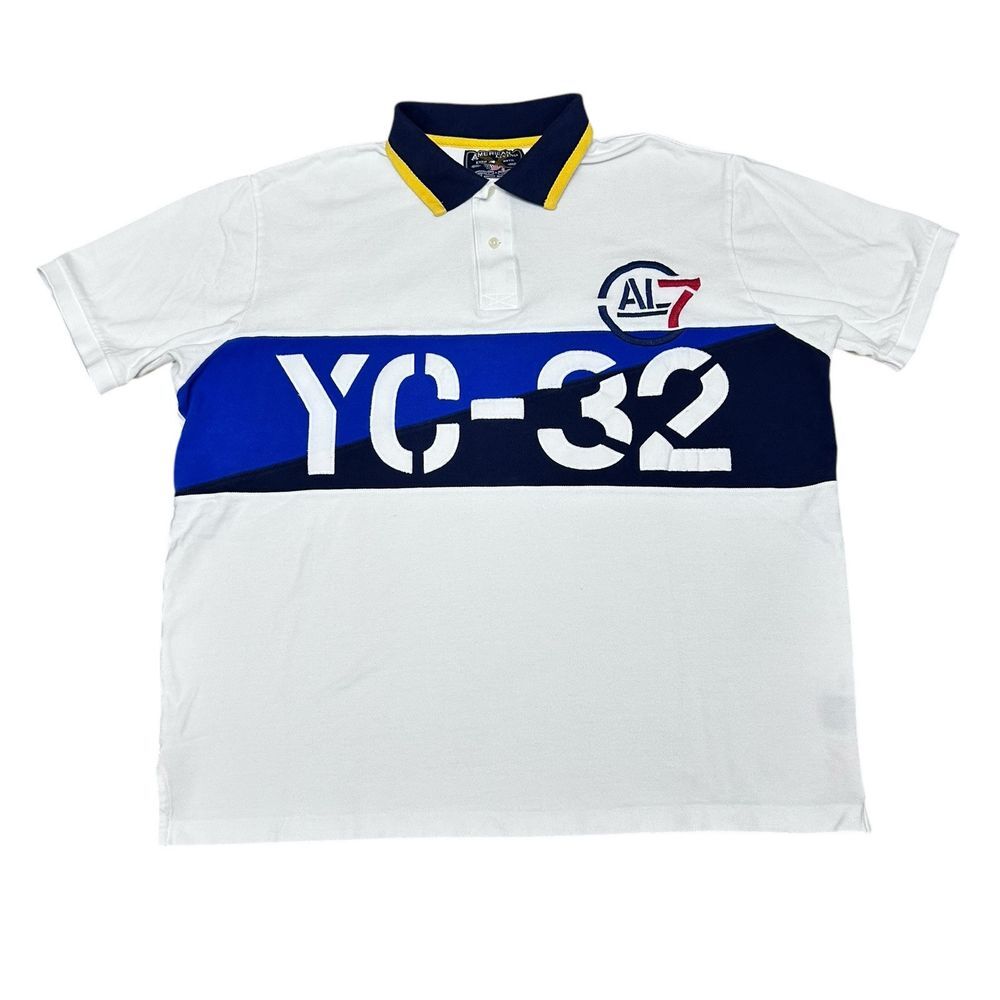 American Living Yacht Club Short Sleeve Polo White FITS XL‎ 2000s Y2K Style